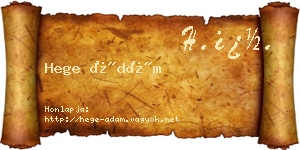 Hege Ádám névjegykártya